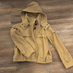 ZARA HOODED TAN WOOL SHORT JACKET